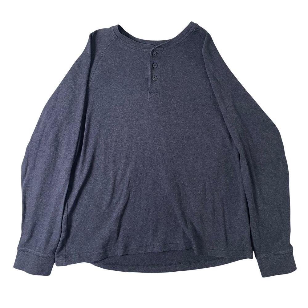 LL Bean Henley Shirt Men Medium Short Traditional Fit Long Sleeve Classic Rugged